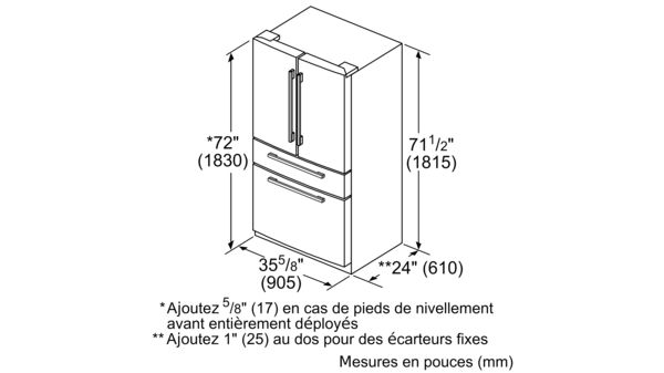 Freedom® Réfrigérateur à portes françaises congélateur en bas 36'' Professional Inox T36FL821NS T36FL821NS-17