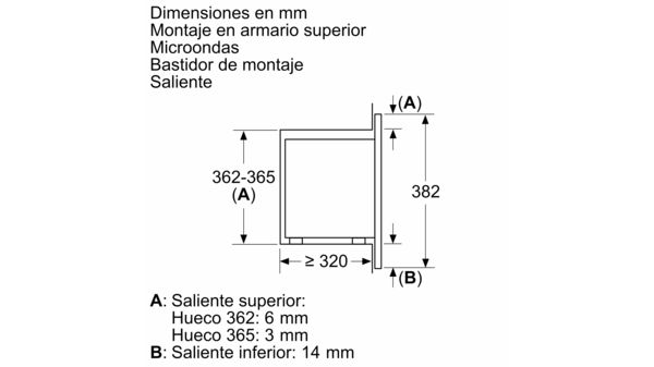 Microondas integrable 60x36cm Blanco 3WMB1918 BALAY