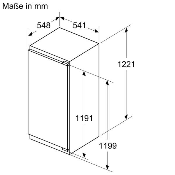 Neff KI2422FE0 Einbau Kühlschrank mit Gefrierfach 123 cm Nische Flachscharnier FreshSafe EcoAirFlow LED