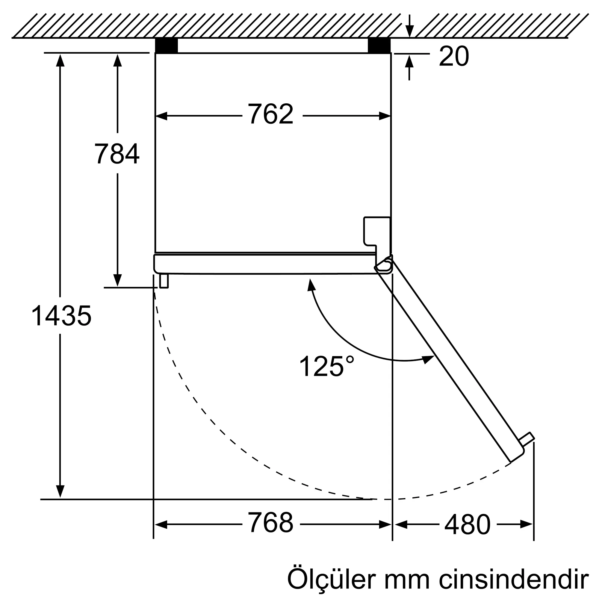BD2064L2VN free-standing fridge-freezer with freezer at top