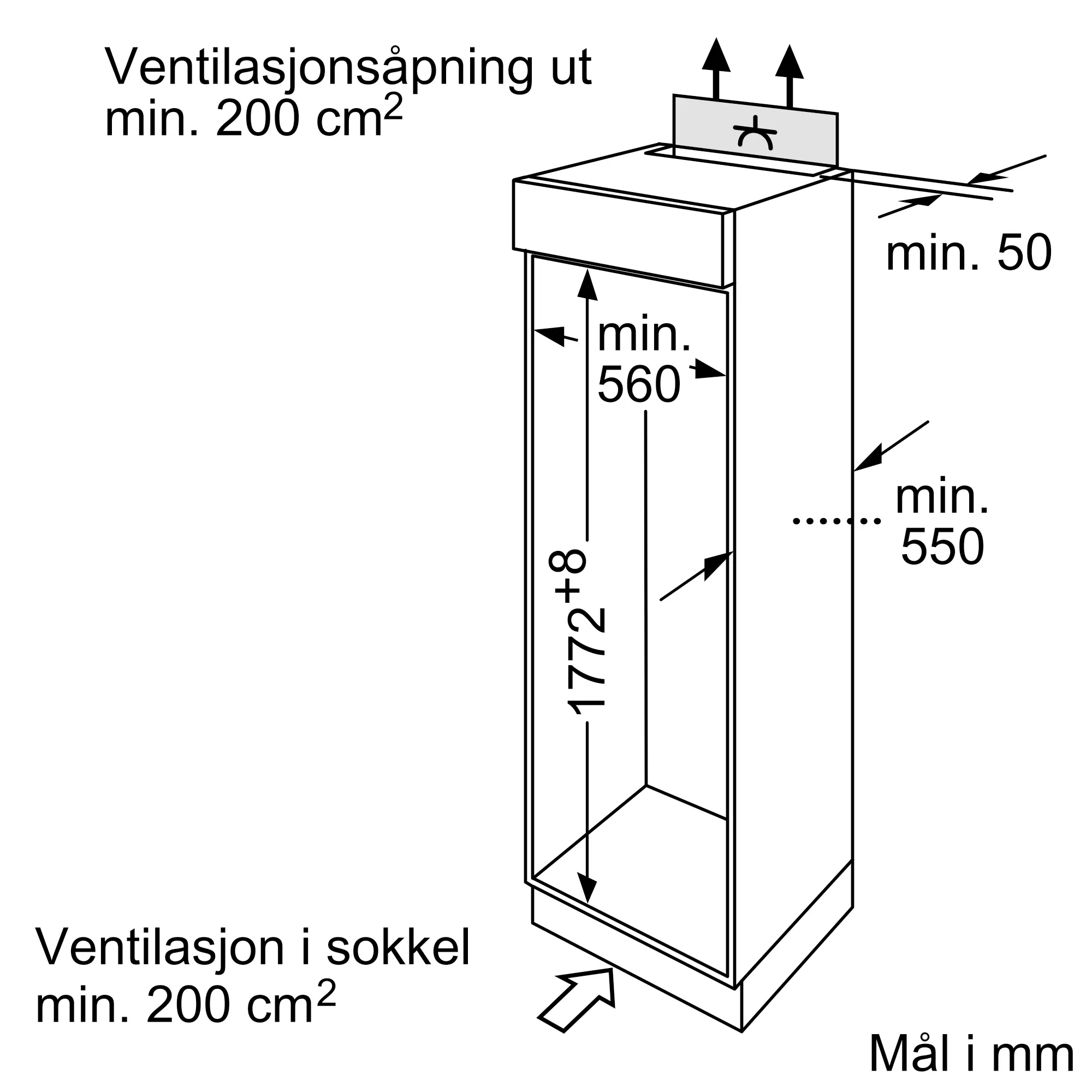 KI38SA50 built-in fridge-freezer with freezer at bottom | SIEMENS NO