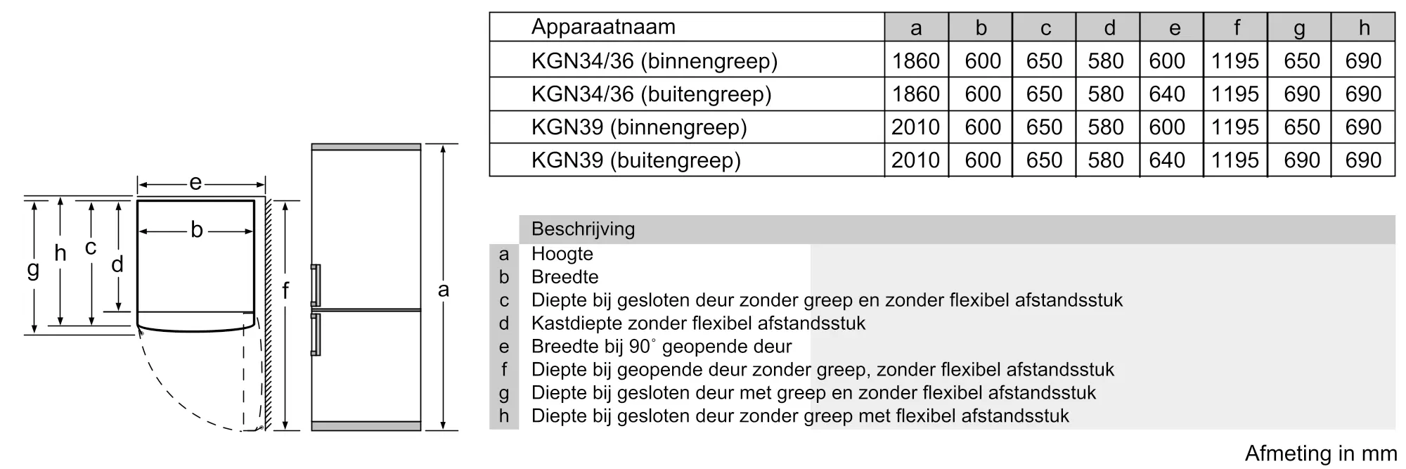 KG39NVW31 free-standing fridge-freezer with freezer at bottom