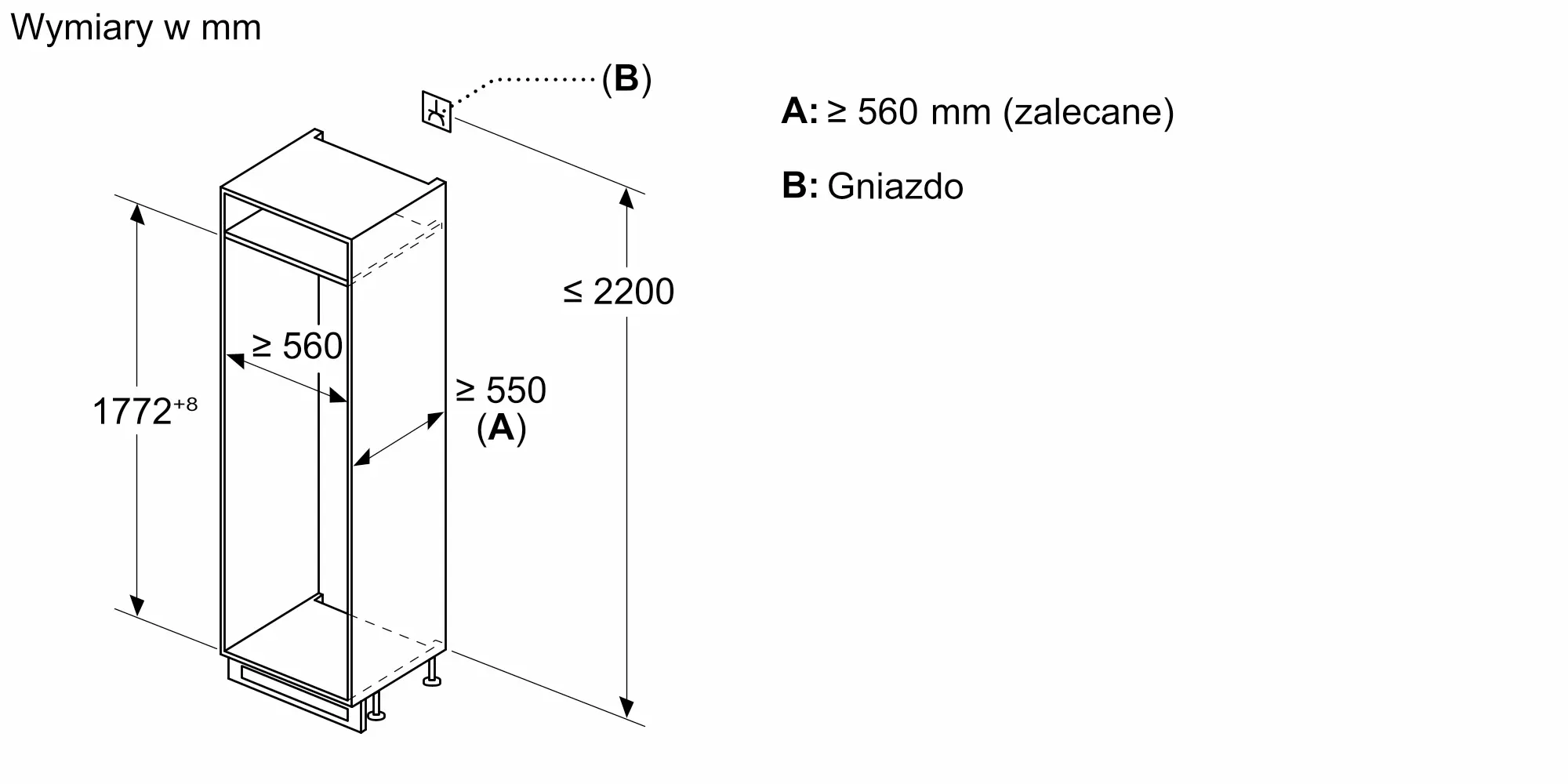 KIV86NSE0 Lodówka z dolnym zamrażalnikiem do zabudowy | BOSCH PL