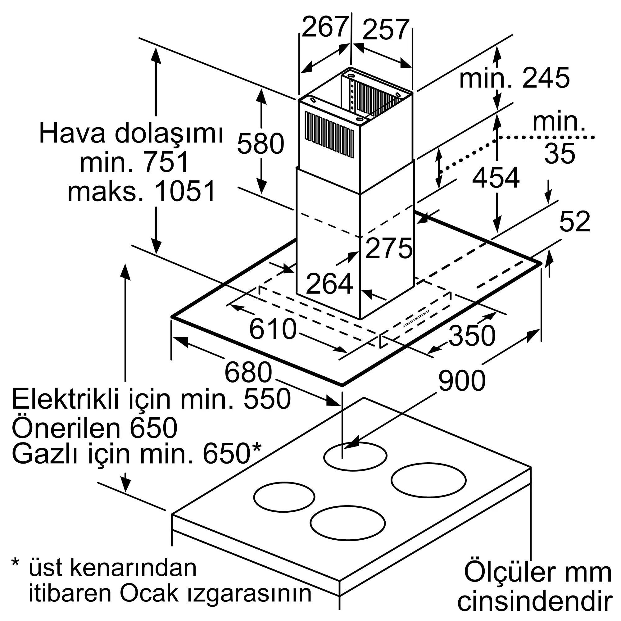 LF98GA542 Ada Tipi Davlumbaz | Siemens Ev Aletleri