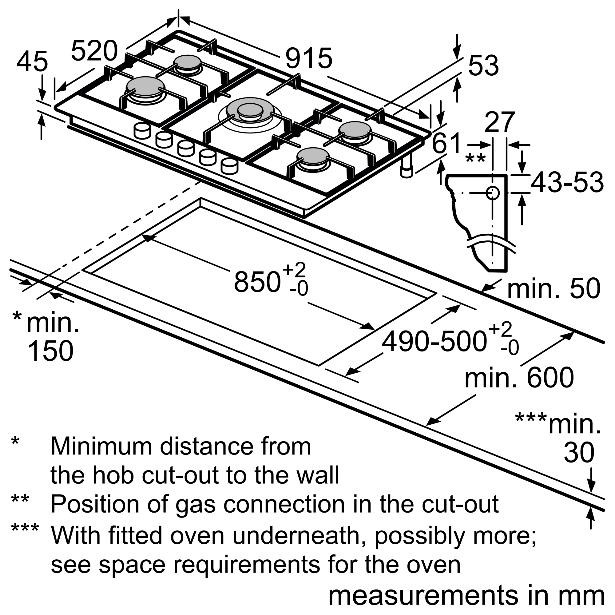 PCR9A5B90M gas hob