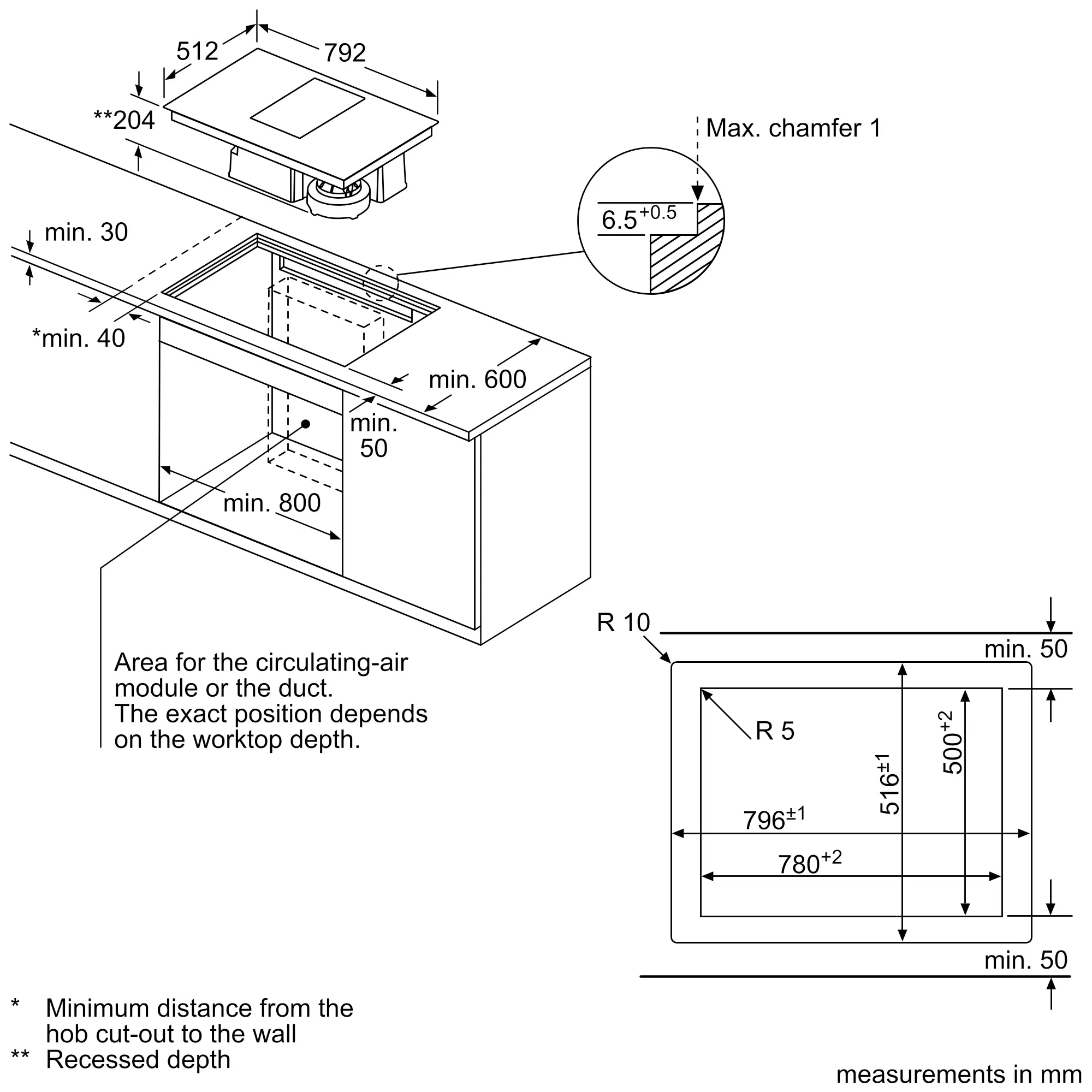 EX807LX33E Induction hob with integrated ventilation system