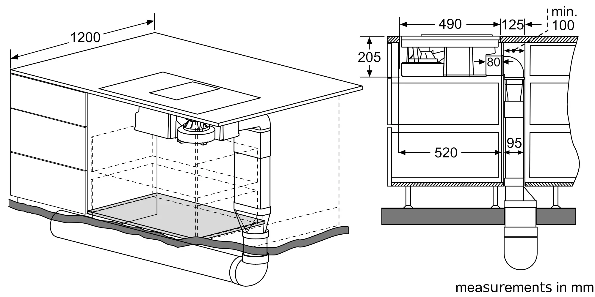 EX807LX33E Induction hob with integrated ventilation system