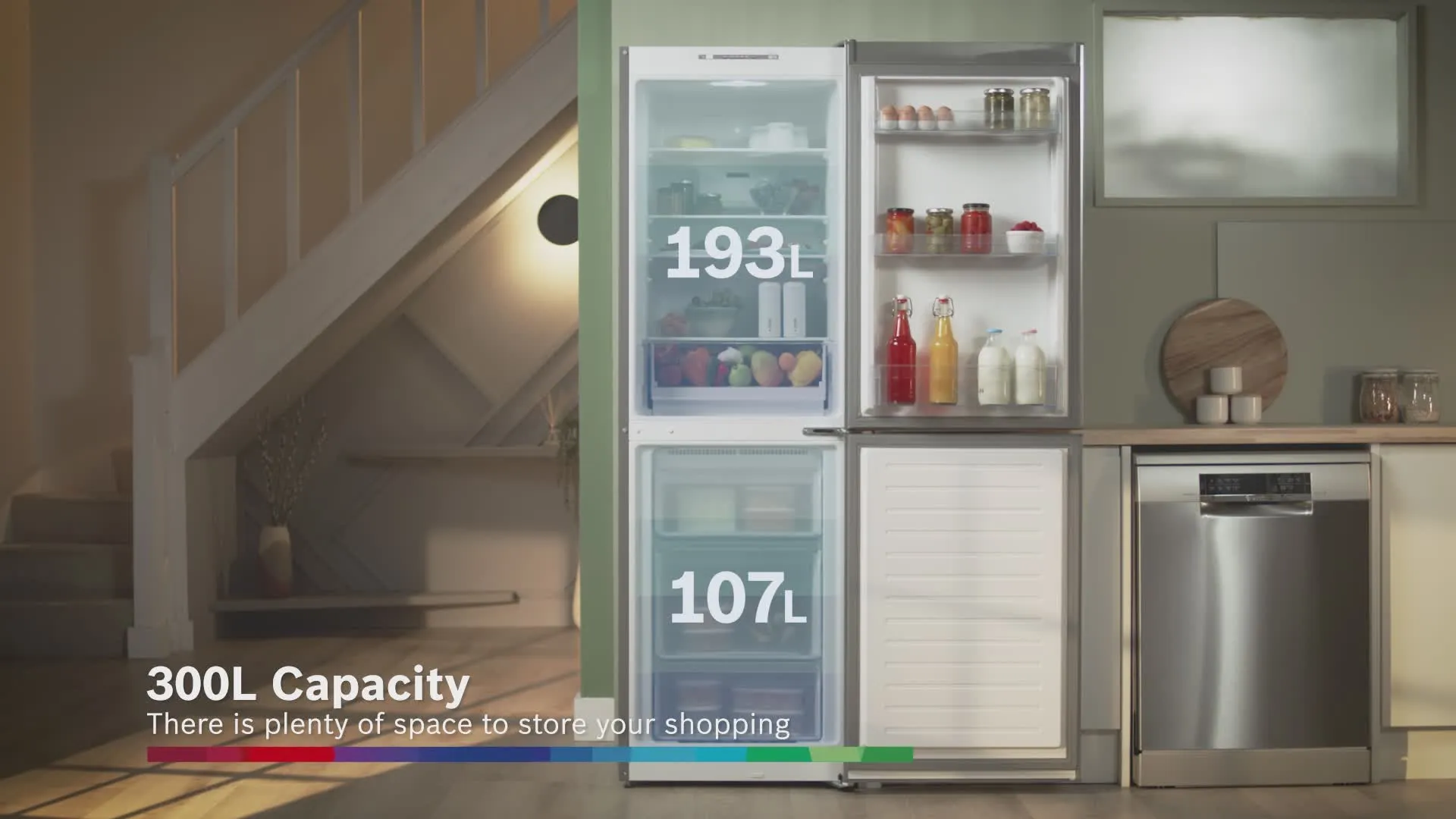 KGN34NLEAG free-standing fridge-freezer with freezer at bottom