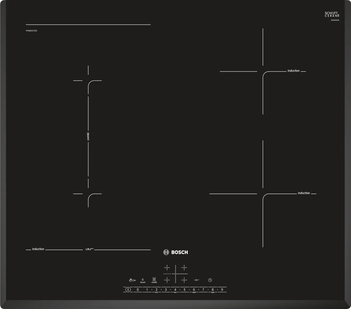 Bosch Series 6 PVS651FC5E 59 cm Electric Induction Hob - Black