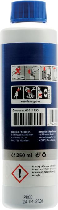 Producto de mantenimiento Limpiador líquido para lavavajillas. 00311993 00311993-2