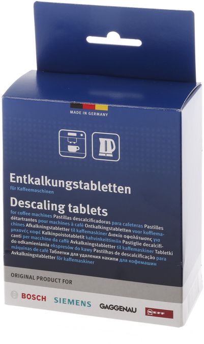 Entkalkungstabletten, 12x18g, für Kaffeemaschinen, Wasserkocher, Heißwasserspender und SmartGrow. 00312454 00312454-1