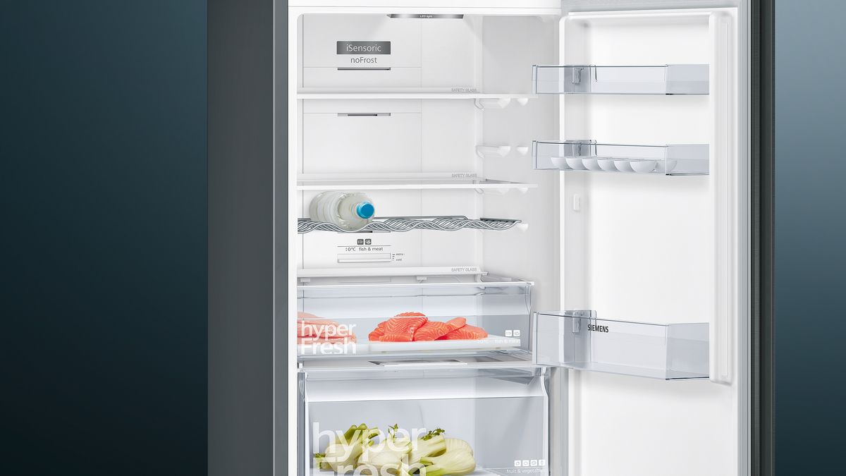 iQ300 Free-standing fridge-freezer with freezer at bottom 186 x 60 cm Black stainless steel KG36NXXDC KG36NXXDC-4