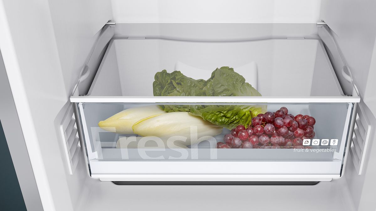 iQ100 free-standing fridge-freezer with freezer at bottom 176 x 60 cm Inox-look KG33NNL31K KG33NNL31K-6