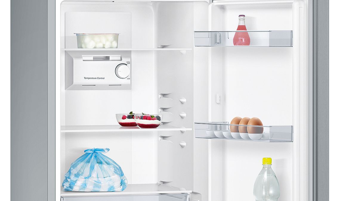 iQ100 free-standing fridge-freezer with freezer at bottom 176 x 60 cm Inox-look KG33NNL31K KG33NNL31K-5