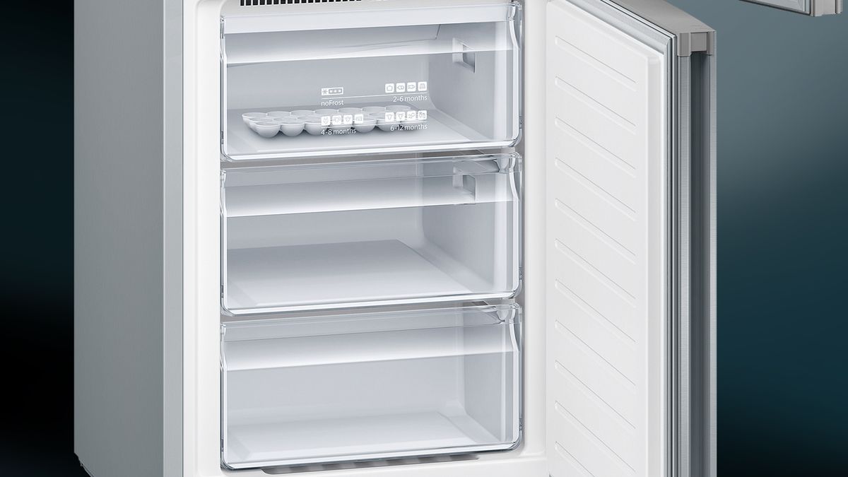 iQ100 free-standing fridge-freezer with freezer at bottom 186 x 60 cm Inox-look KG36NNL31K KG36NNL31K-7