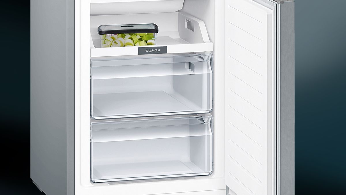 iQ100 free-standing fridge-freezer with freezer at bottom 176 x 60 cm Inox-look KG33NNL31K KG33NNL31K-7
