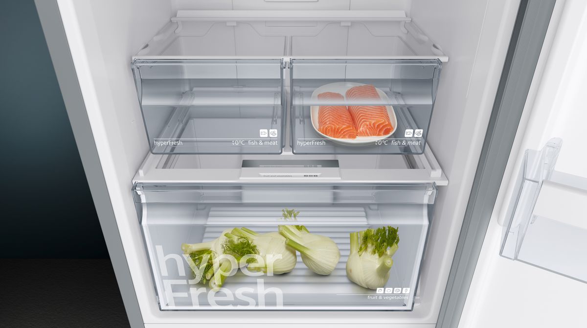 iQ300 free-standing fridge-freezer with freezer at bottom 186 x 60 cm Brushed steel anti-fingerprint KG36NVI37K KG36NVI37K-6