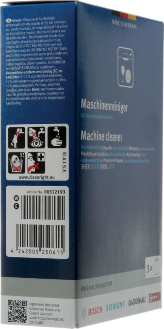 Dishwasher Cleaner 3x45g Sachets 00312193 00312193-2