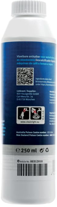 Vorteilspack: 4x Gefahrgutfreier Flüssigentkalker für Kaffeemaschinen und Heißwasser-Geräte 00312013 00312013-3