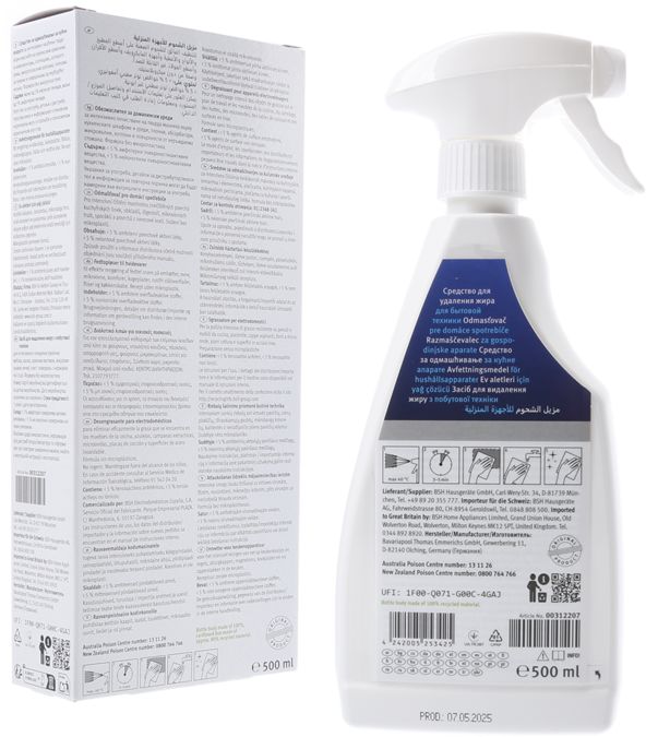 Produit de nettoyage Super dégraissant pour appareils électroménagers 00312207 00312207-3