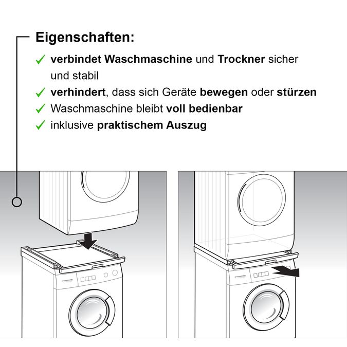 Verbindungsrahmen mit Auszug für Waschmaschine und Wäschetrockner 00574010 00574010-5