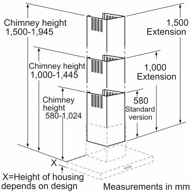 Chimney extension Chimney extension 1000mm for extractor hoods 00704542 00704542-3