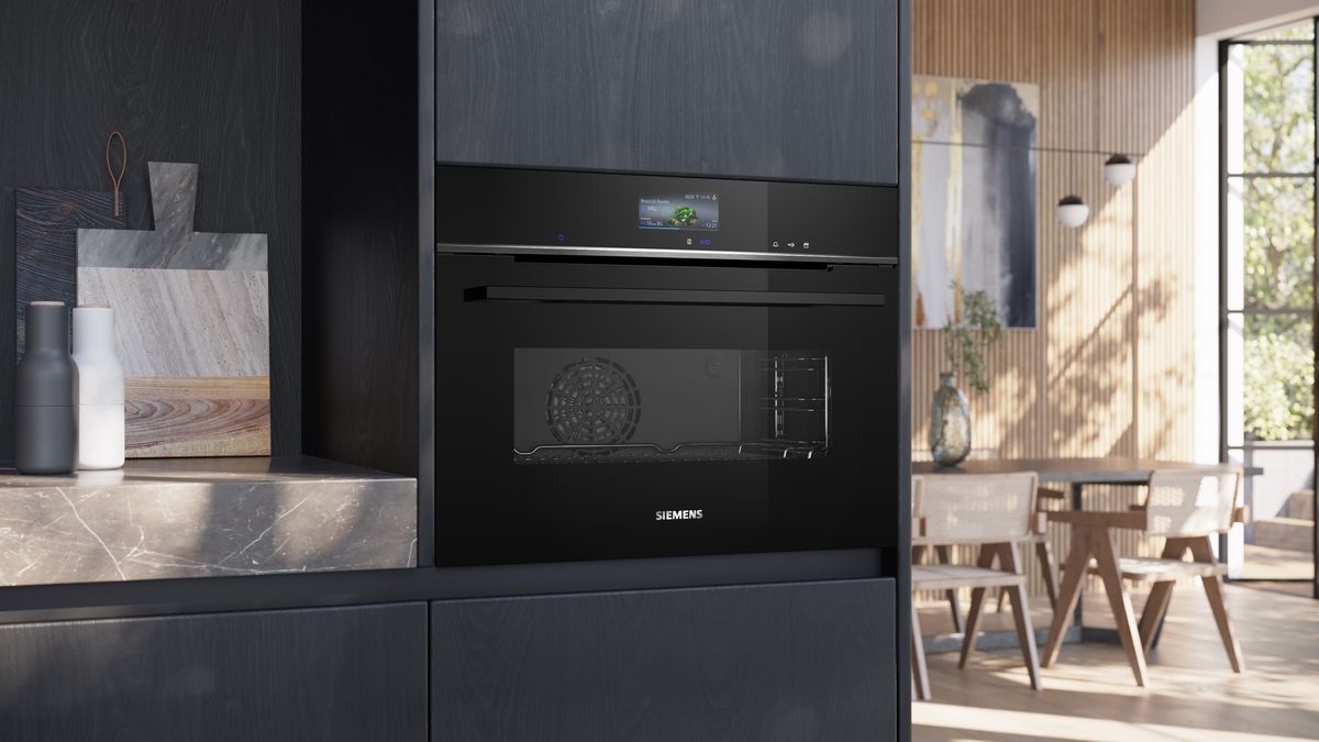 iQ700 Built-in compact oven with steam function 60 x 45 cm Black CS736G1B1 CS736G1B1-6