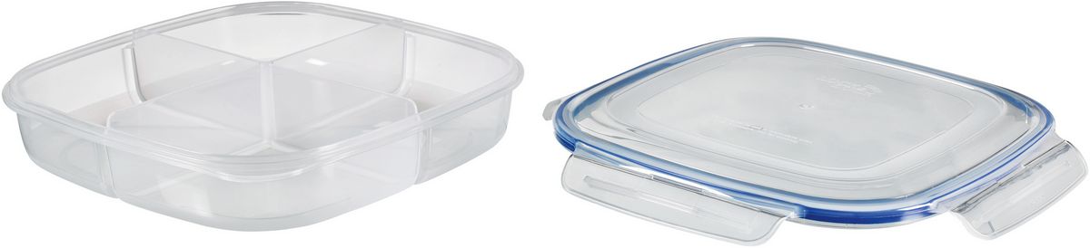 Frischhaltedose LocknLock Quadratische Classic To-Go Snackbox 1,35 L mit Deckel + 4er Einteilung 17008178 17008178-2
