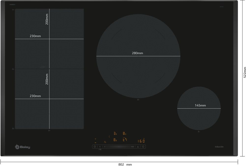 Placa de inducción 80 cm Negro, sin marco inoxidable 3EB989LH 3EB989LH-2