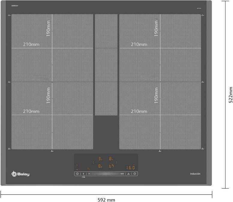 Placa de inducción 60 cm Gris antracita, sin marco inoxidable 3EB960AH 3EB960AH-2