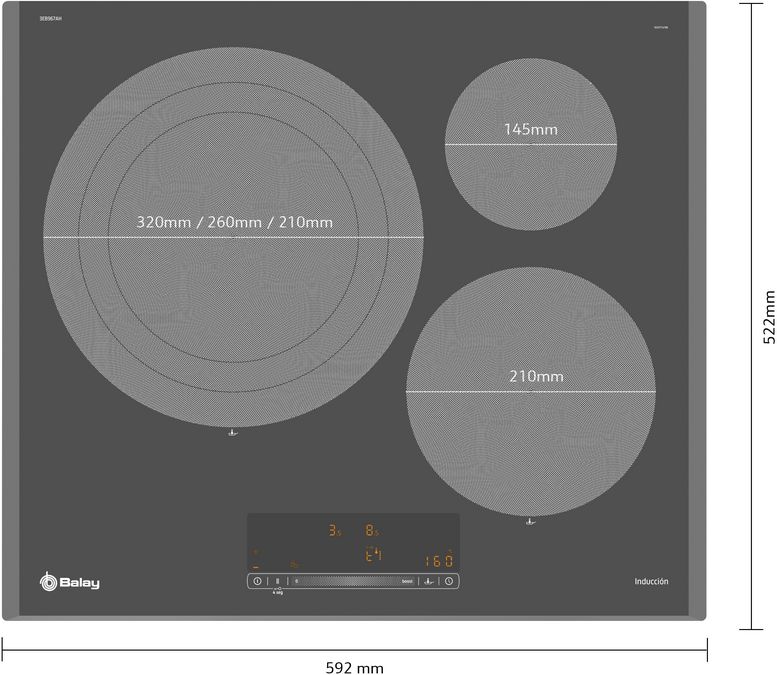 Placa de inducción 60 cm Gris antracita, sin marco inoxidable 3EB967AH 3EB967AH-2