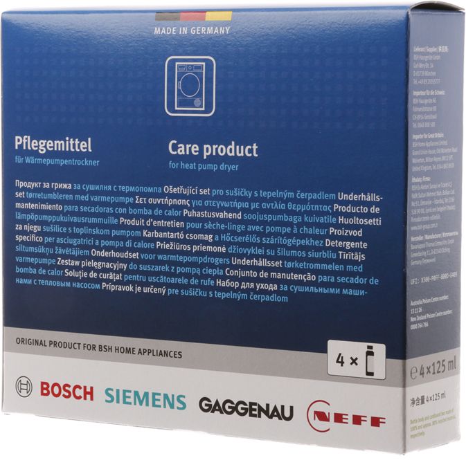 Pflegemittel für Wärmepumpentrockner MIT INTEGRIERTEM PFLEGEPROGRAMM (CP1/CP2) 00312474 00312474-1