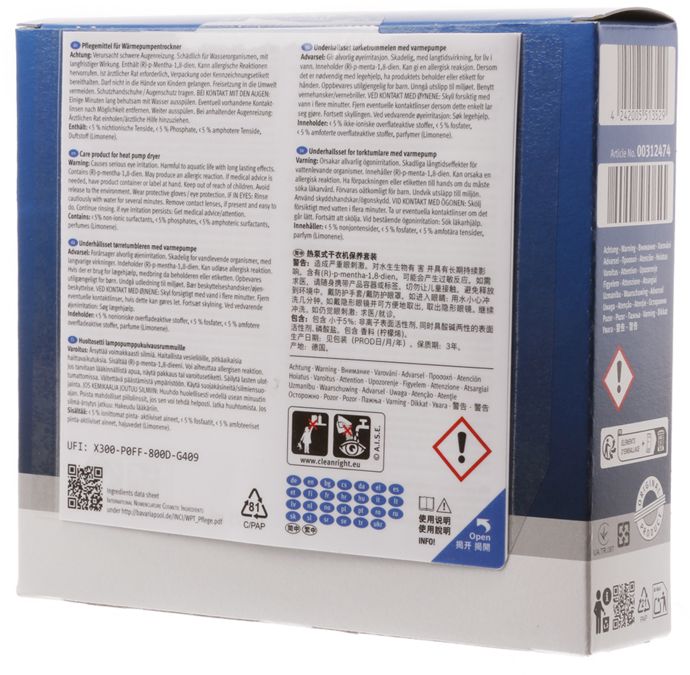 Pflegemittel für Wärmepumpentrockner MIT INTEGRIERTEM PFLEGEPROGRAMM (CP1/CP2) 00312474 00312474-3