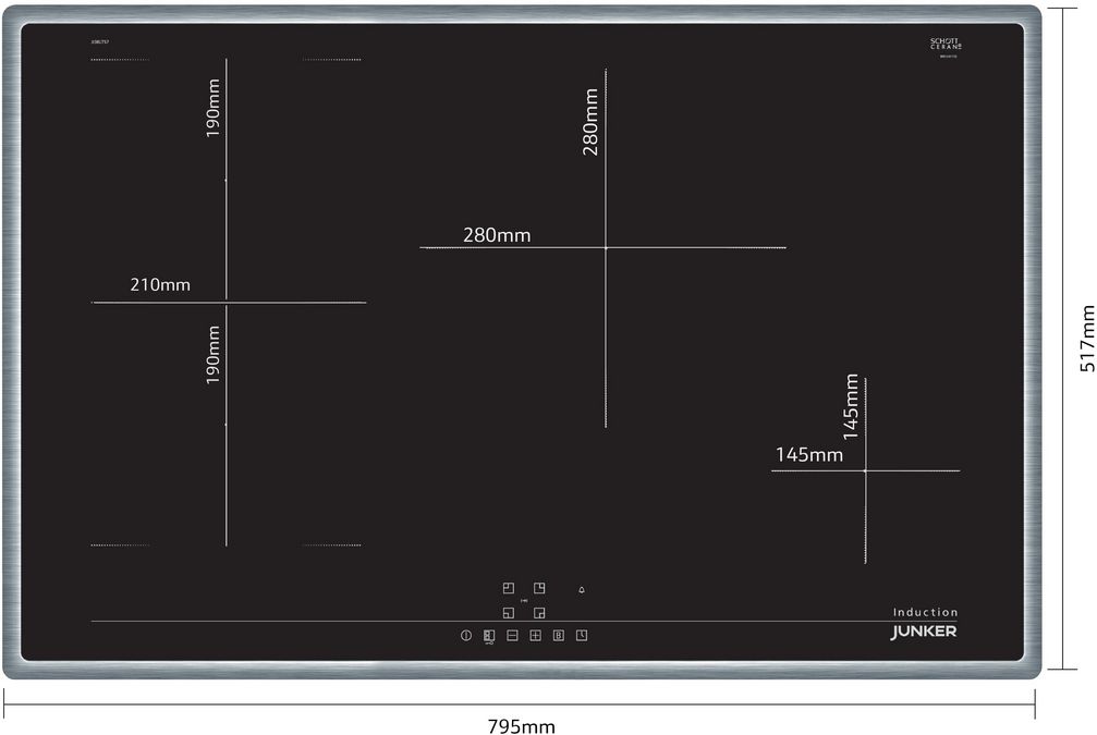 Induction hob 80 cm surface mount with frame JI38LT57 JI38LT57-5