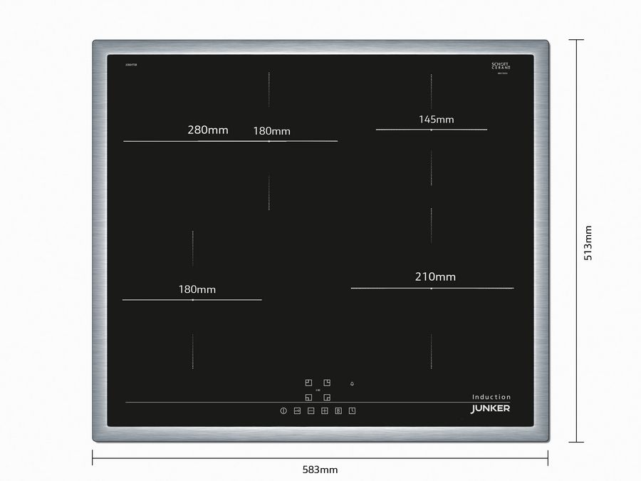 Induction hob 60 cm surface mount with frame JI36HT58 JI36HT58-5