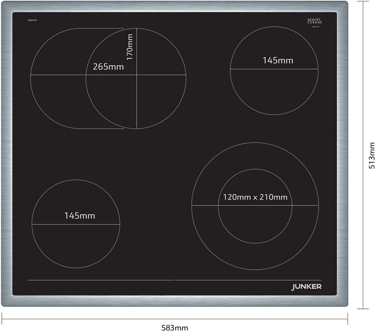Electric hob 60 cm control panel on the cooker, surface mount with frame JE36FH54 JE36FH54-4