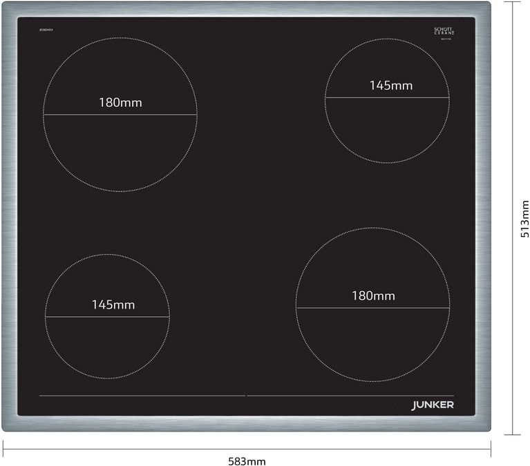 Electric hob 60 cm control panel on the cooker, surface mount with frame JE36DH54 JE36DH54-4