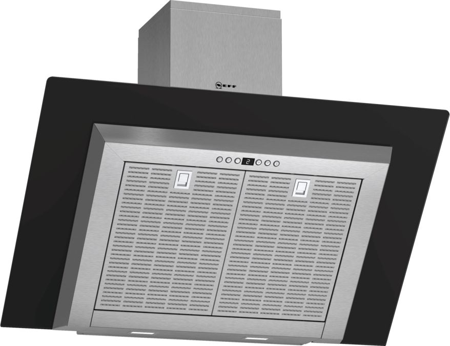 Extra wide chimney hood Stainless steel with black glass canopy D39GL64S0B D39GL64S0B-1