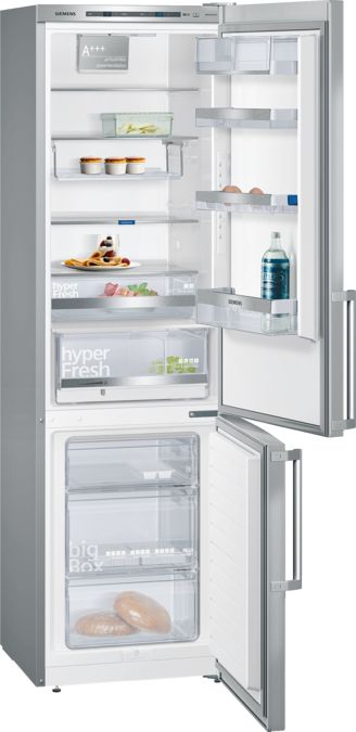 iQ500 Nemesacél ajtók Kombinált hűtő / fagyasztó KG39EBI40 KG39EBI40-1