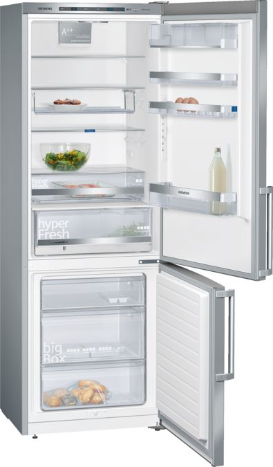 iQ500 Nemesacél ajtók Kombinált hűtő / fagyasztó KG49EBI30 KG49EBI30-1