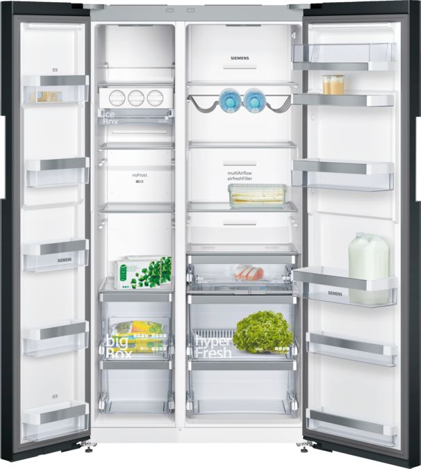 iQ700 Side-by-side fridge-freezer 175.6 x 91.2 cm Black KA92NLB35 KA92NLB35-2