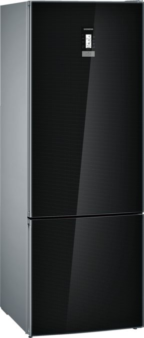 iQ700 free-standing fridge-freezer with freezer at bottom, glass door 193 x 70 cm Black KG56FSB40 KG56FSB40-1