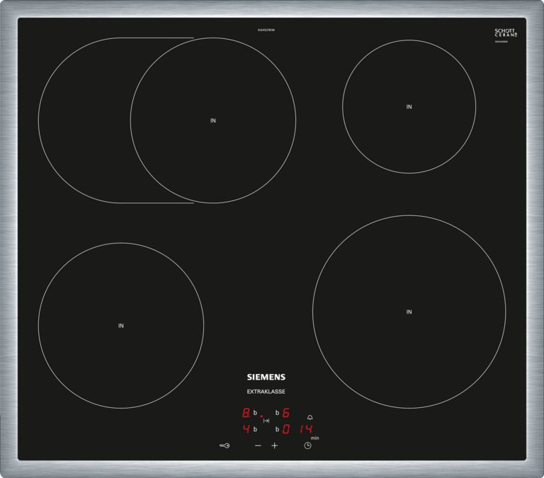 iQ300 Induction hob 60 cm control panel on the cooker, Black, surface mount with frame EI645CFB1M EI645CFB1M-1