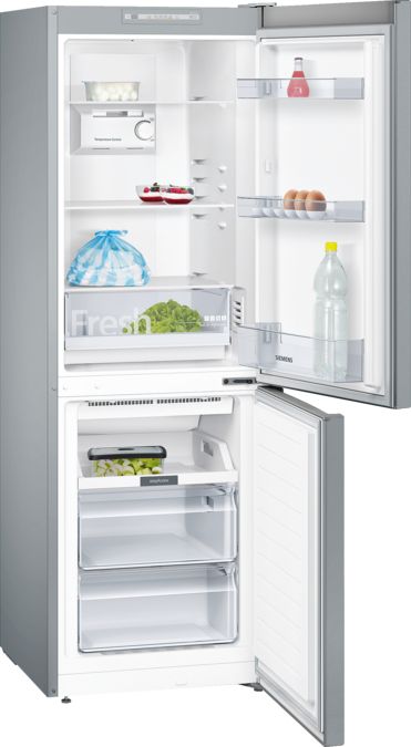 iQ100 free-standing fridge-freezer with freezer at bottom 176 x 60 cm Inox-look KG33NNL30 KG33NNL30-2