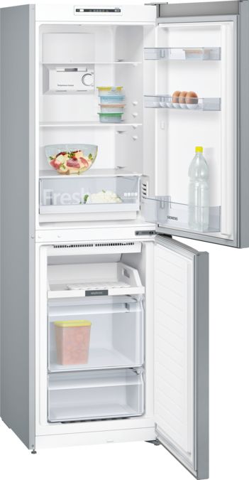 iQ100 free-standing fridge-freezer with freezer at bottom Inox-look KG34NNL30G KG34NNL30G-1