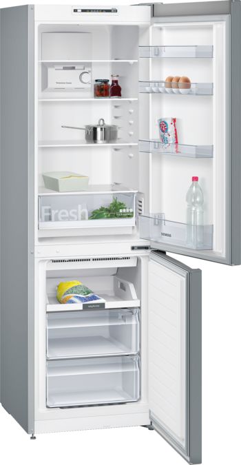 iQ100 free-standing fridge-freezer with freezer at bottom 186 x 60 cm Inox-look KG36NNL30 KG36NNL30-2