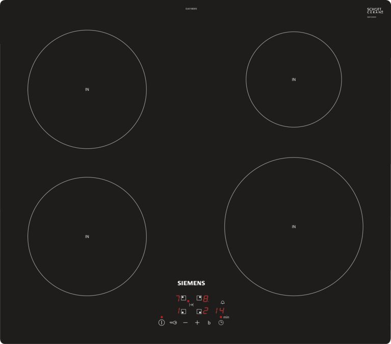 iQ100 Inductiekookplaat 60 cm Zwart, opbouwmontage zonder rand EU611BEB1E EU611BEB1E-1