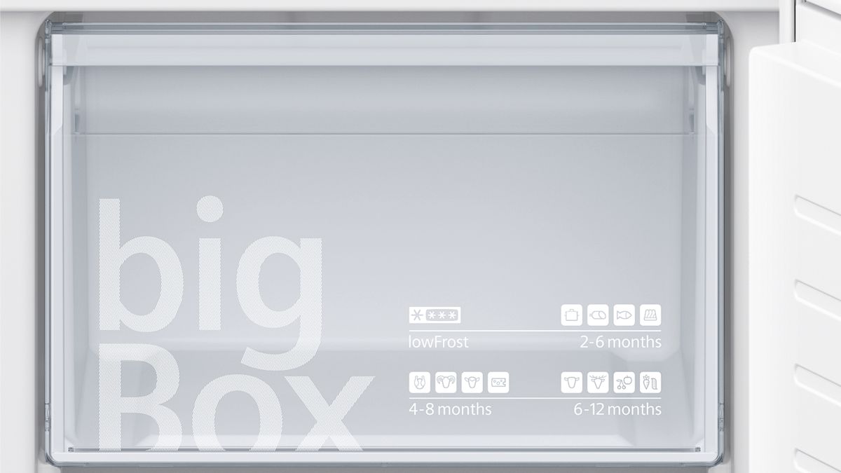 iQ300 coolEfficiency Beépíthető hűtő-/fagyasztó kombináció Lapos ajtópánt rögzítés KI87VVF30 KI87VVF30-7