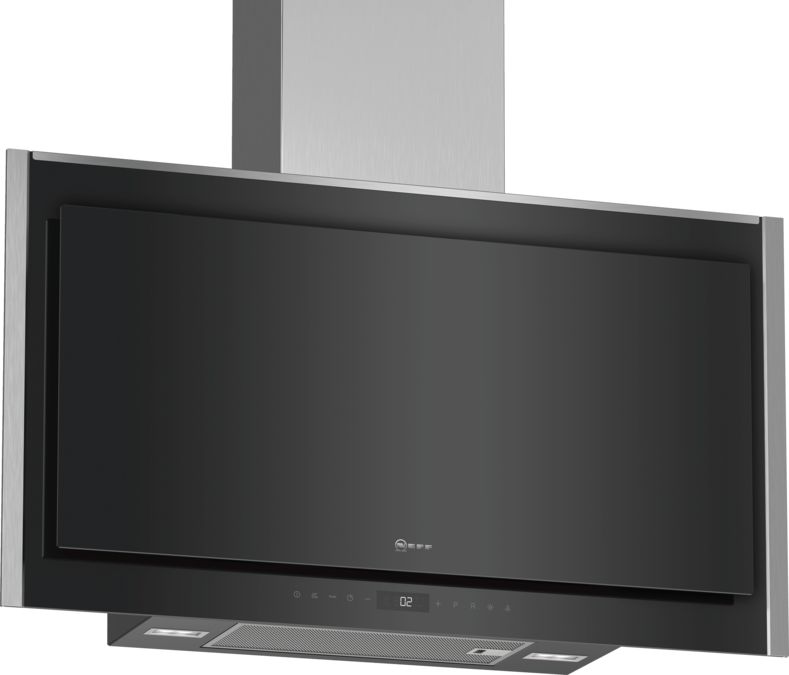 N 90 wall-mounted cooker hood 90 cm clear glass black printed D95FMW1N0B D95FMW1N0B-1
