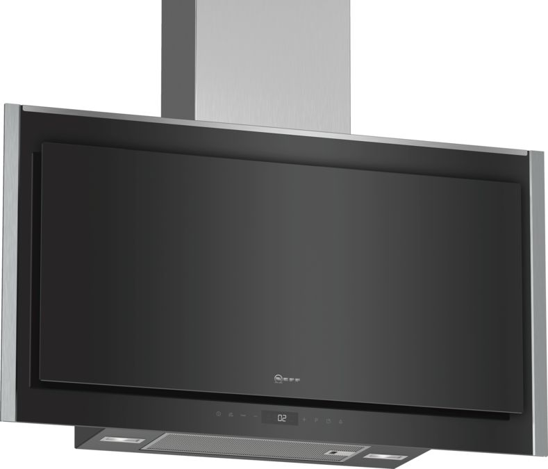 N 90 Wall-mounted cooker hood 90 cm clear glass black printed D95FMS1N0B D95FMS1N0B-1